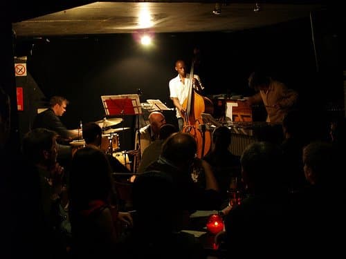 Underground for jazz in a church crypt.